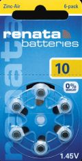 Renata gehoorbatterij zinklucht 1,45V ZA10 geel Blister 6